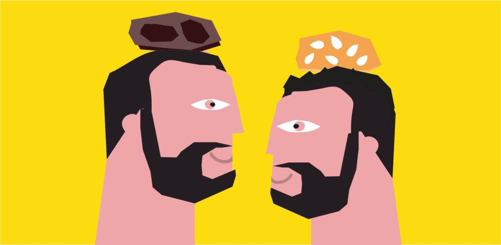 Brothers and biscuits: stylized illustration