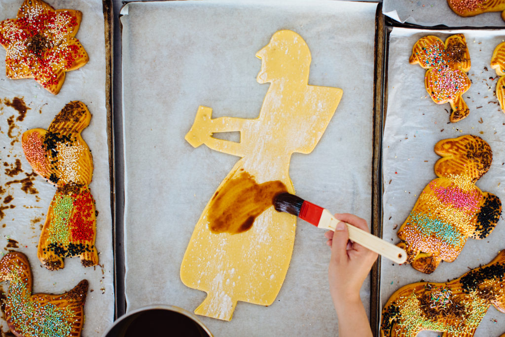 Hand painting a biscuit